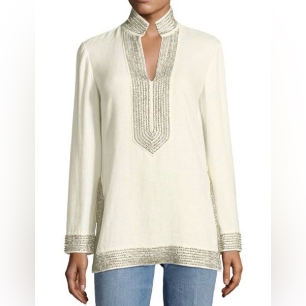 Tory Burch Embelished Tory Tunic Ivory NWT